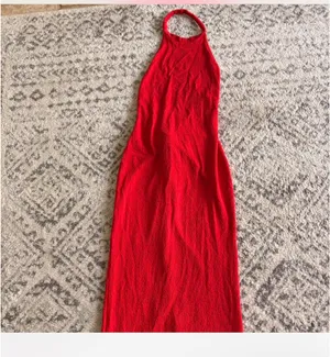 SheIn Red open back halter neck, maxi dress thumbnail 3