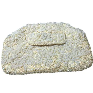 Vintage 1960s bag purse beaded sequined clutch La Regale Fairy Wedding Victorian thumbnail 2