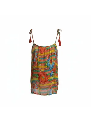 ASOS Floral Stripe Tassel Mini Dress / Cover-Up NWT Women's US 10 NWT thumbnail 3