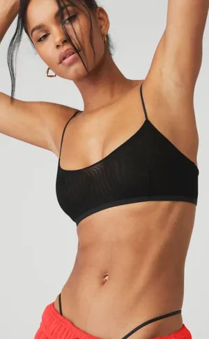Alo Airmesh Venus Bralette Black Sheer Mesh Festival Gothic Bra Tank Crop Top XS thumbnail 1