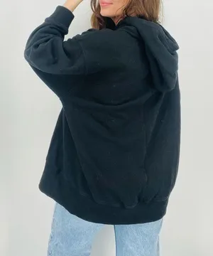 urban outfitters classic black oversized hoodie sweatshirt front pockets size s thumbnail 6