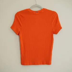 Prana Womens Size Large Orange Ribbed Short Sleeve Crew Neck T-Shirt Casual Soft thumbnail 4