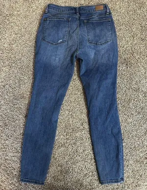Judy Blue Jeans Womens 11/30 Skinny Fit Blue Distressed Red Plaid Underlay Jeans thumbnail 3