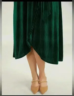 NWT!Dark green rib velvet wrap hem wrap pocket belt dress Size 12 or Large thumbnail 6