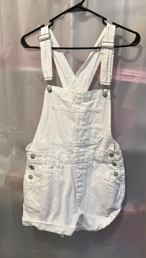 We The Free White Denim Short Overalls XS thumbnail 1