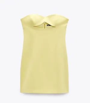ZARA Bodycon Strapless Mini Lemon Party Coctail Shower Bridal 🍋Dress thumbnail 7