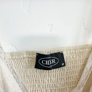 Cider | Lace Trim Baby Doll Crop Tank Cami Y2K Top, Pale Yellow‎ thumbnail 5