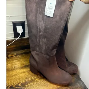 Time And Tru Brown Suede Heeled Knee High Boots‎ Size 11 thumbnail 2