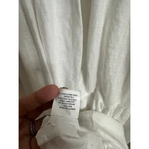 Dissh White 100% Linen Puff Sleeve Smocked Midi Dress Cottagecore Coastal US 6 thumbnail 12