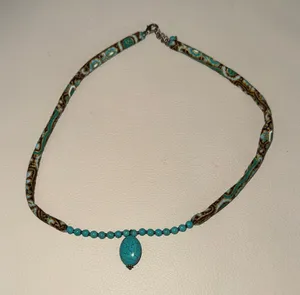Turquoise Colored Bead Pendant Necklace - Women Jewelry thumbnail 1