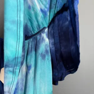 Pink Blush NWT Women's Blue Tie Dye Boho Peasant Sundress - Size Large - Hippie thumbnail 3