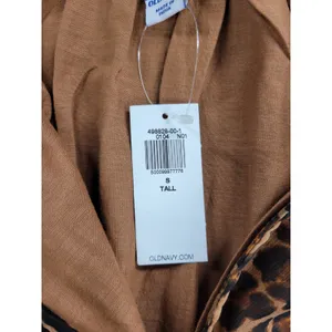 Old Navy Womens Dress Size S Tall Brown Chiffon Leopard Print V-neck Smocked NEW thumbnail 9