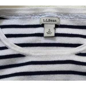 L.L.Bean Size S White Navy Striped Blend Ribbed Pullover Sweater Nautical thumbnail 3