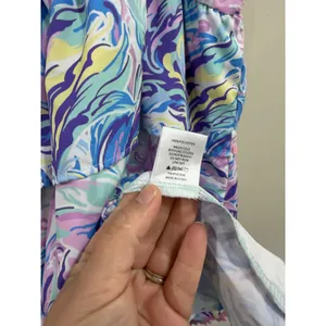 Simply Southern Tiered Mini Dress XXL Blue Purple Swirl Ric Rac Trim Sleeveless thumbnail 4
