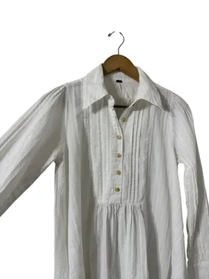 FREE PEOPLE Love Me Truly White Cotton Long Sleeve Tunic Top Mini Dress thumbnail 5