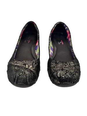 Skechers Size 7.5 Black Floral Ballet Flats Womens Stylish Casual Shoes thumbnail 2