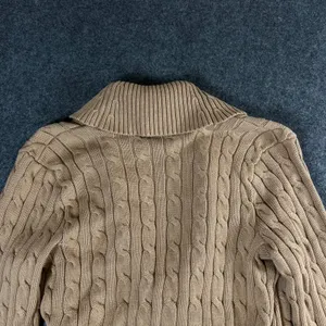 Lauren Ralph Lauren Camel Cable Knit Buckle Cardigan Sweater NWT Medium Designer thumbnail 13