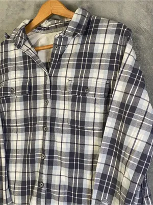 Ridgetcut toughwear women Blue and‎ White Plaid Button-Up Shirt size X Large thumbnail 2