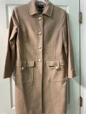 Magaschoni Trench Coat. Wool blend. Button Close. Lined. Herringbone. thumbnail 1