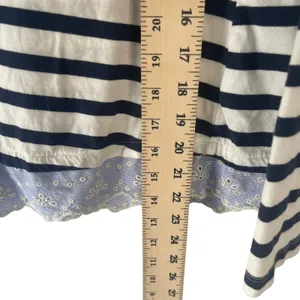 Sanctuary Women's Size Small Striped Navy Cottage Long Sleeve Lace Hem‎ Top thumbnail 9