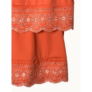 Women’s Tankini Swim Top Coral Pink Eyelet Lace Ruffle Padded Strappy 14” thumbnail 8