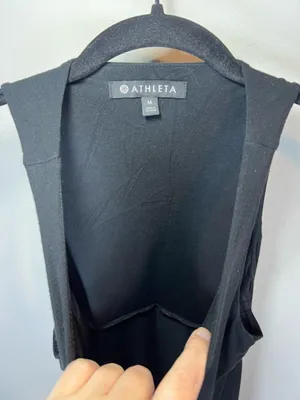 Athleta Santorini High Neck Dress Black Modal UPF 50 Stretch Travel Minimalist M thumbnail 12