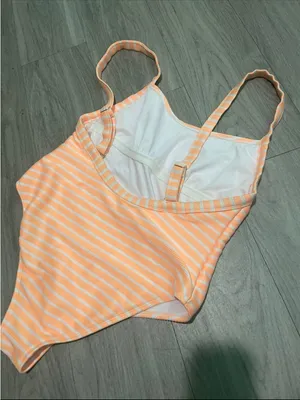 Xhilaration Striped Peach One-Piece Swimsuit thumbnail 2
