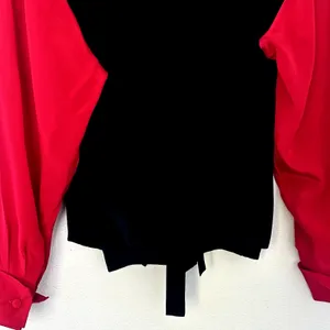 Vintage Bob Mackie 100% Silk Blouse Black Red Western Embroidered Flames 90s L thumbnail 9