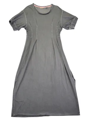 HOLDING HORSES Anthro Gray Tencel Cotton Maxi‎ Dress Short Sleeve Side Slits XS thumbnail 1