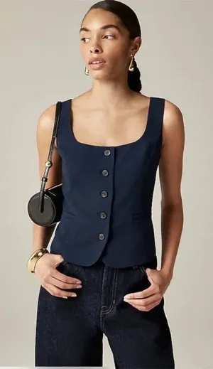 J. Crew NWT Scoopneck vest in drapey crepe Navy Blue Size 2 thumbnail 1