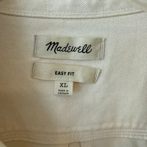 Madewell Women Cotton Button Up Shirt XL Ivory Easy Fit Twill Shacket Utility thumbnail 2