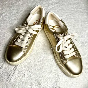 Sam Edelman Metallic Gold Sneakers thumbnail 1