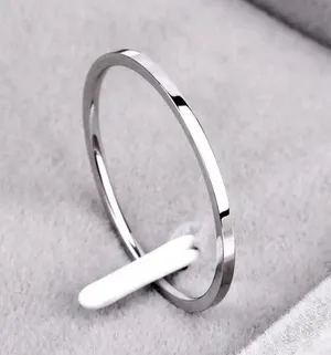 2MM Thin Titanium Steel Silver color Couple Ring thumbnail 1