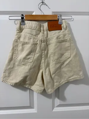 Princess Polly High-Waist Cream Denim Shorts thumbnail 2