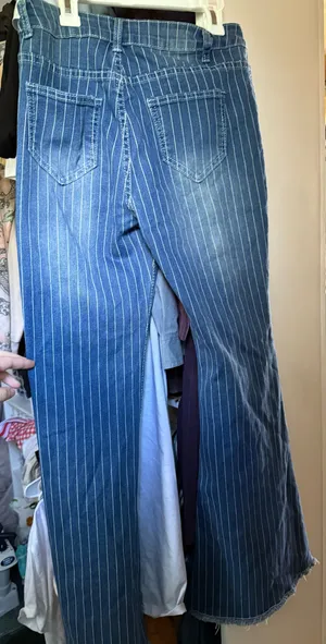 Navy blue pinstripe flare jeans Size M thumbnail 4