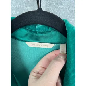 Soft Surroundings Green Velvet Button Up Blouse Sz.L thumbnail 10