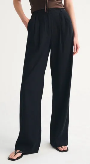 Abercrombie & Fitch Sloane Linen Blend Tailored Wide Leg Pant Size XXS thumbnail 1