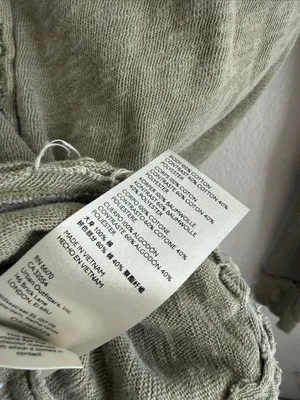 Free People We The Free Olive Henley Long Sleeve Top with Distressed Trim Medium thumbnail 7