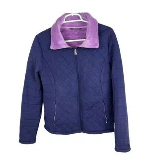 The North Face quilted jacket coat fitted purple osito lined two tone large thumbnail 1