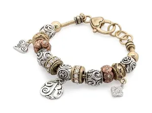 Three toned “R” initial charm bracelet Gold thumbnail 1