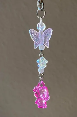 Handmade Kawaii y2k retro heart & butterfly dangle phone strap/bag charm/keychain/display⭐️🌀🍬💕 thumbnail 3
