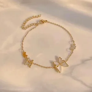 14K Gold Plated Butterfly Charm Bracelet for Women thumbnail 2