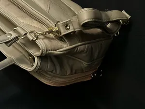 Neutral Patchwork Satchel Handbag Purse Taupe/Cream NWOT thumbnail 4