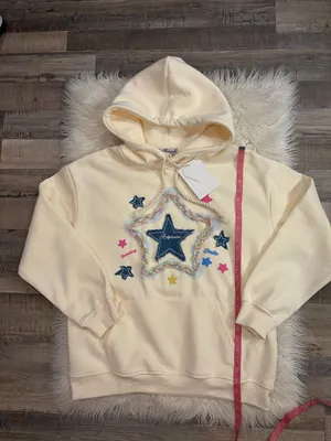 NWT Aelfric Eden star graphic appliqué oversized hoodie fleece lined S thumbnail 8