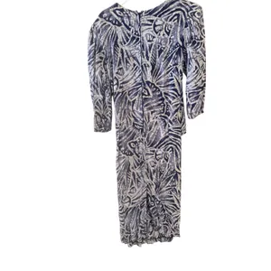 Oops California Vintage 80s Blue Abstract Batik Rayon Wrap‎ Midi Dress 13/14 thumbnail 2