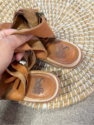 Sofft Women’s Mckenna Leather Sandals Blocked Heels Peep Toe in Cognac 8 thumbnail 12