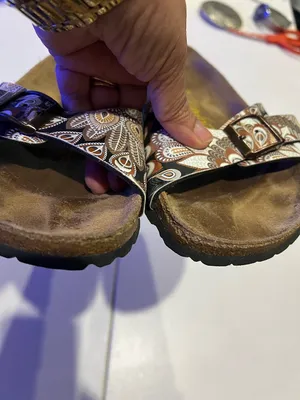 Papillio by Birkenstock Madrid sandals with a peacock brown patterned strap 7 thumbnail 6