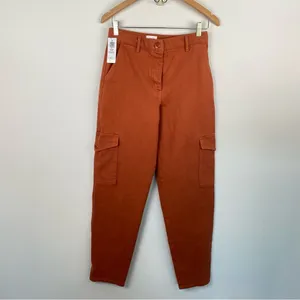 Aritzia Wilfred Free Modern Cargo Pant Rust Red Brown Button Fly High Rise thumbnail 2