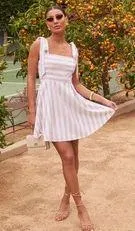 VICI Grey and white sundress striped thumbnail 2