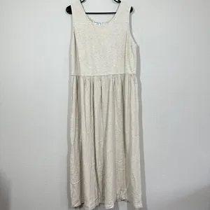 Vintage Timbuktu Station Womens L Midi Dress Oatmeal Linen Blend Knit Lagenlook thumbnail 2